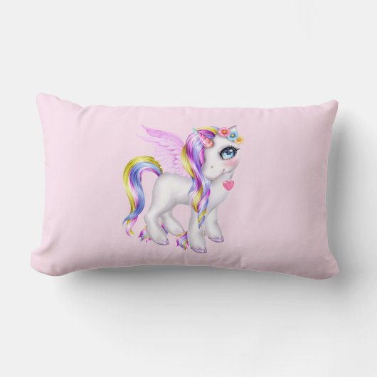 Schönes Einhorn mit Regenbogenmane Lendenkissen (Vorderseite)