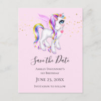 Schönes Einhorn mit Regenbogenmane Save the Date