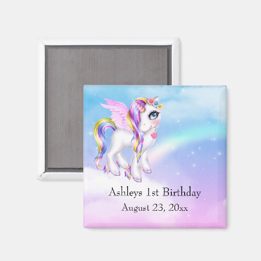 Schönes Einhorn mit Regenbogenmane Save the Date Magnet (Vorderseite/Rückseite)