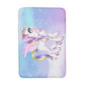 Schönes Einhorn mit Regenbogenmane und Schwanz Badematte (Vorderseite Vertikal)