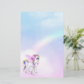 Schönes Einhorn mit Regenbogenmane und Schwanz Briefpapier (Stehend Vorderseite)