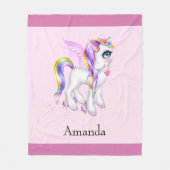 Schönes Einhorn mit Regenbogenmane und Schwanz Fleecedecke (Vorderseite)