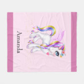 Schönes Einhorn mit Regenbogenmane und Schwanz Fleecedecke (Vorderseite (Horizontal))