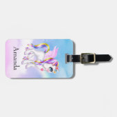 Schönes Einhorn mit Regenbogenmane und Schwanz Gepäckanhänger (Vorderseite horizontal)