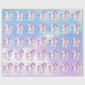 Schönes Einhorn mit Regenbogenmane und Schwanz Geschenkpapier (Flach)