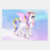 Schönes Einhorn mit Regenbogenmane und Schwanz Geschenkpapier Set (Vorderseite)
