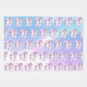 Schönes Einhorn mit Regenbogenmane und Schwanz Geschenkpapier Set (Vorderseite)
