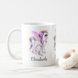 Schönes Einhorn mit Regenbogenmane und Schwanz Kaffeetasse