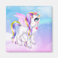 Schönes Einhorn mit Regenbogenmane und Schwanz