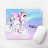 Schönes Einhorn mit Regenbogenmane und Schwanz Mousepad (Mit Mouse)