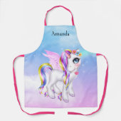 Schönes Einhorn mit Regenbogenmane und Schwanz Schürze (Vorderseite)