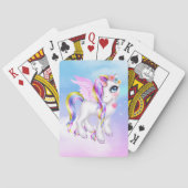 Schönes Einhorn mit Regenbogenmane und Schwanz Spielkarten (Rückseite)
