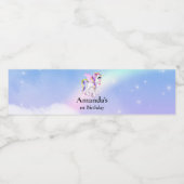 Schönes Einhorn mit Regenbogenmane und Schwanz Wasserflaschenetikett (Einzelnes Label)