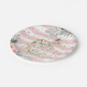 Schönes Einhorn Pastellfarben Rosa Streifen Glitze Pappteller (Schrägansicht)