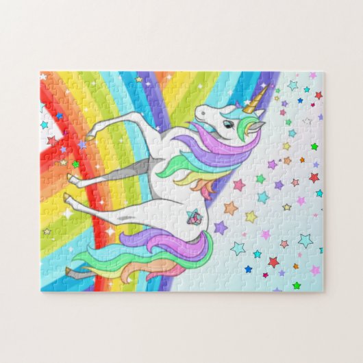Schönes Einhorn, Regenbogen & Stars Jigsaw Puzzle (Horizontal)