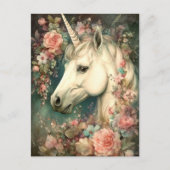 Schönes Einhorn und Blume Postkarte (Vorderseite)