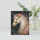 Schönes Einhorn und Blume Postkarte (Stehend Vorderseite)