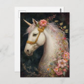 Schönes Einhorn und Blume Postkarte (Vorne/Hinten)
