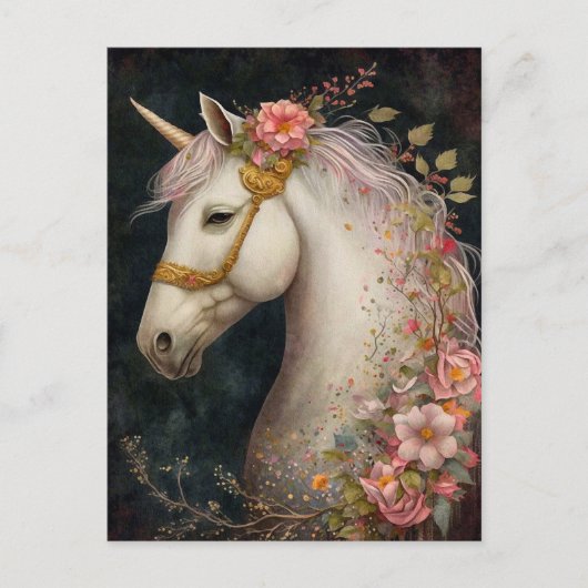 Schönes Einhorn und Blume Postkarte (Vorderseite)