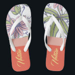 Schönes, einzigartiges Monogramm-Geschenk Mode Blü Badesandalen<br><div class="desc">Luxuriöses Design mit beruflicher Blumendarstellung. Zwei Farbblöcke,  rot und rosa. Schöner Text für den Brauch.</div>