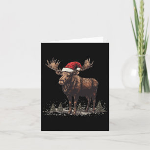 Schönes Elch mit Weihnachtsmannmütze für Weihnacht Karte
