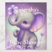 Schönes Elefant lila Babydusche Weinetikett (Einzelnes Label)