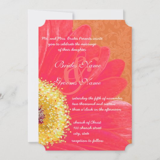 Schönes Elegant Gerber Daisy Wedding Einladung (Vorderseite)