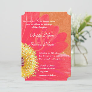Schönes Elegant Gerber Daisy Wedding Einladung