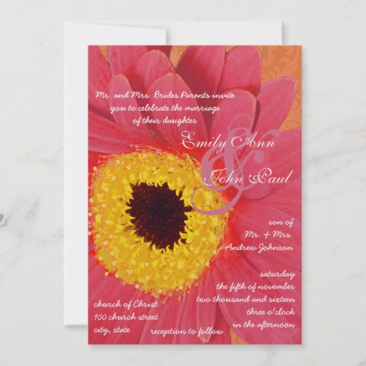 Schönes Elegant Gerber Daisy Wedding Einladung (Vorderseite)