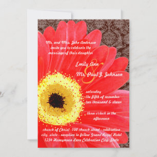 Schönes Elegant Gerber Daisy Wedding Einladung