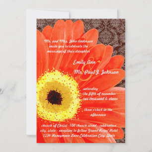 Schönes Elegant Gerber Daisy Wedding Einladung