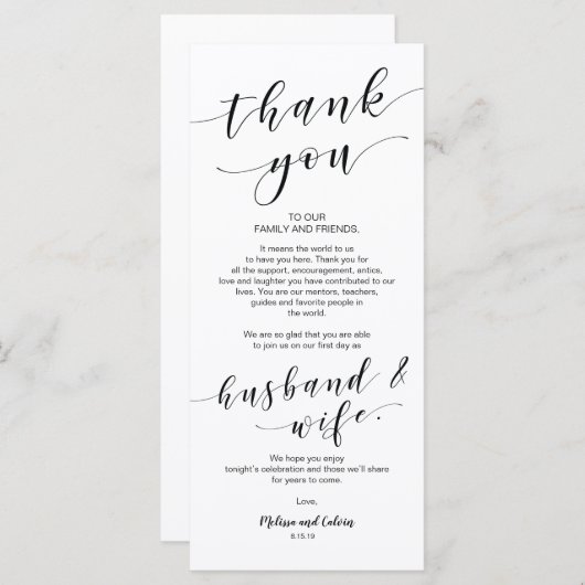 Schönes Elegant Vielen Dank Platz Einstellungskart Programm (Vorne/Hinten)