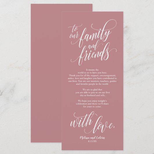 Schönes Elegante Vielen Dank Platz Set Card Programm (Vorne/Hinten)