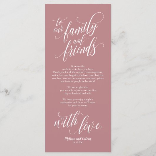 Schönes Elegante Vielen Dank Platz Set Card Programm (Vorderseite)