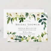 Schönes elegantes Brautparty mit weißer Blume Einladung (Vorne/Hinten)