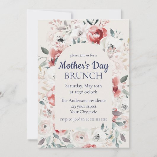 Schönes, elegantes Brunch der Mutter Einladung (Vorderseite)