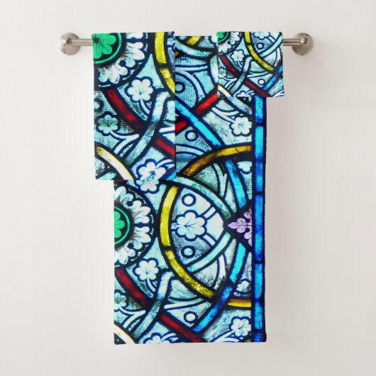 Schönes elegantes Buntglas von Notre Dame Badhandtuch Set (Insitu)