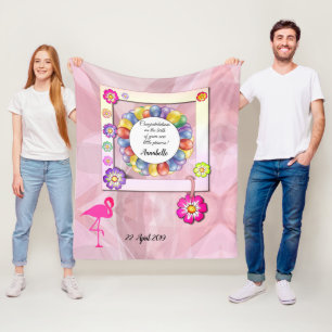 Schönes Elegantes Floral Flamingo Persönliche Gest Fleecedecke