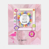 Schönes Elegantes Floral Flamingo Persönliche Gest Fleecedecke (Vorderseite)