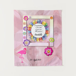 Schönes Elegantes Floral Flamingo Persönliche Gest Wandteppich