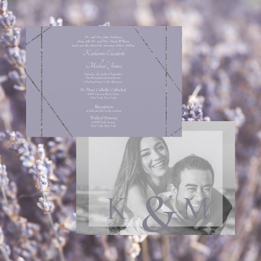 Schönes elegantes Lavender Foto Wedding III Einladung