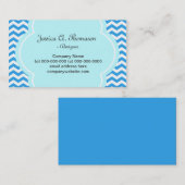 Schönes, elegantes, modernes Blau Zickzack Visitenkarte (Vorne/Hinten)