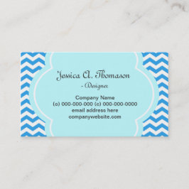 Schönes, elegantes, modernes Blau Zickzack Visitenkarte