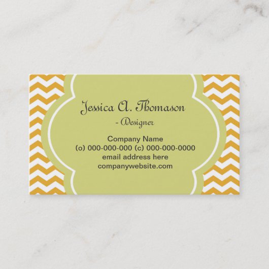 Schönes, elegantes, modernes gelbes Zickzack Visitenkarte (Vorderseite)