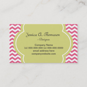 Schönes, elegantes, modernes Rosa. grün Zickzack Visitenkarte