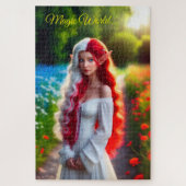 Schönes Elfsmädchen mit schönem zauberhaften weiße Puzzle (Vertikal)