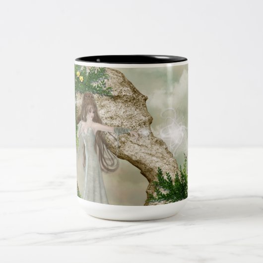 Schönes Elven Magic Fantasy Design Zweifarbige Tasse (Mittel)