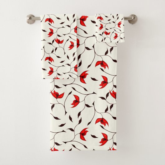 Schönes empfindliches rotes Blumen-Muster Badhandtuch Set (Insitu)