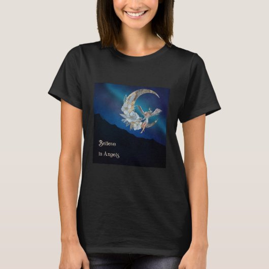 Schönes Engel & Moon Design T-Shirt (Vorderseite)