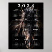 Schönes Equus Black Horse Portrait 2024 Kalender Poster (Vorne)
